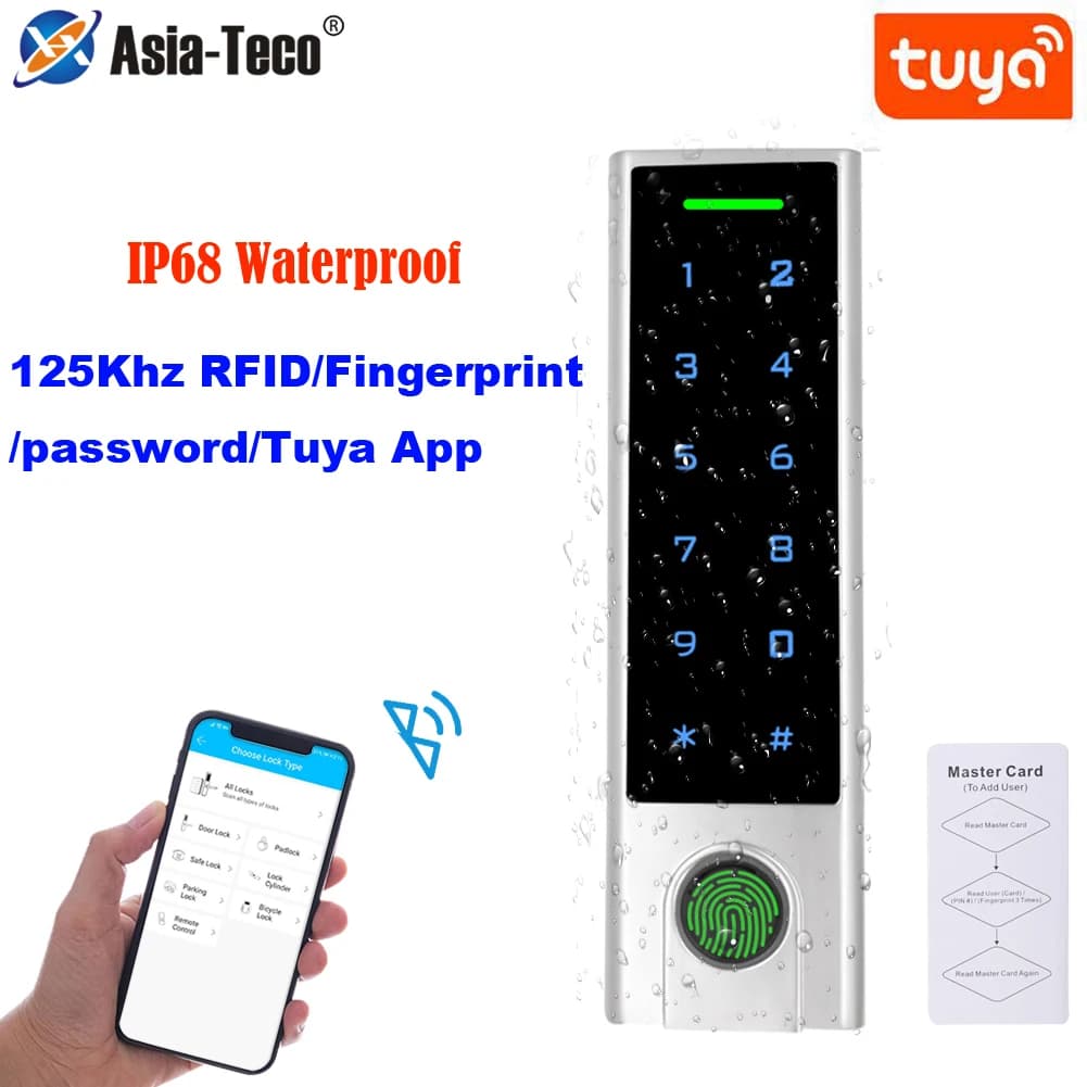 Tuya APP Smart Lock 125Khz RFID Controller di accesso Bluetooth IP68 Impermeabile Controllo accessi con impronte digitali Aggiungi eliminare utenti tramite APP
