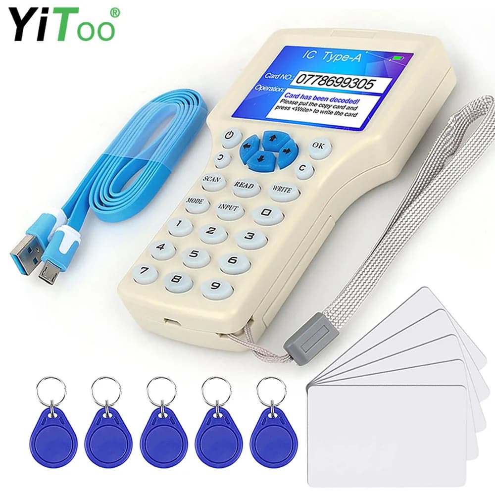 Lettore RFID Scrittore Duplicatore di schede USB 10 Frequenza 125KHz 13,56MHz Decoder NFC Copiatrice Smart Card Programmatore Schede chiave scrivibili