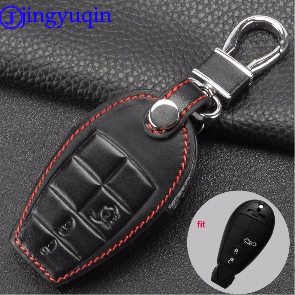 Jingyuqin custodia per chiave auto in pelle Fob custodie per Dodge Challenger Charger Magnum Journey Ram Jeep Commander Grand Cherokee Chrysler