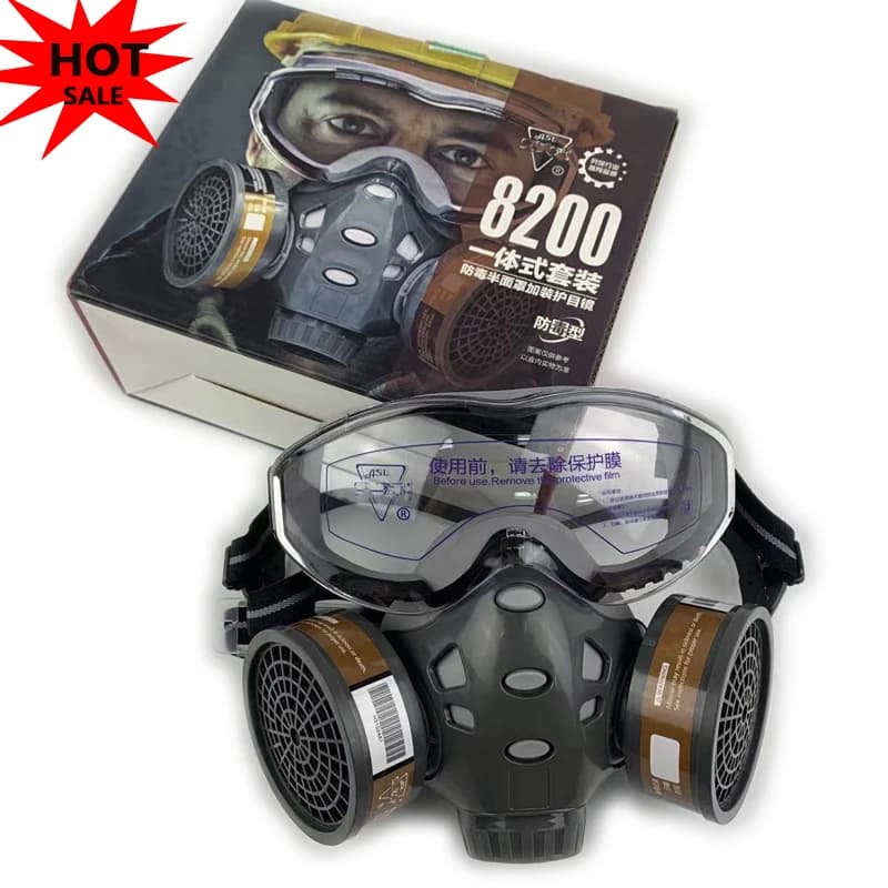 8200 tipo con occhialini maschera antigas respiratore integrale per vernice levigatura formaldeide lucidatura spruzzatura contro polvere prodotti chimici