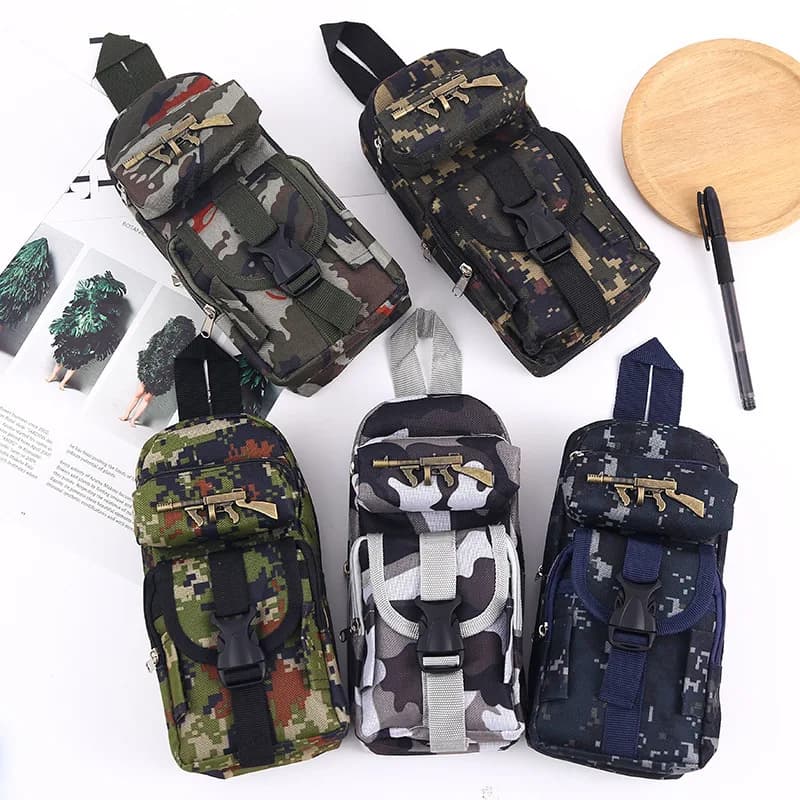 Mini zainetto astuccio mimetico Borsa portaoggetti per cancelleria scolastica Astuccio per penne zaino militare Astuccio per matite per ragazzo Astuccio per penne per studenti