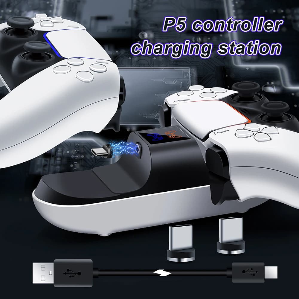 Caricabatterie per controller wireless PS5 Stazione dock di ricarica USB LED Caricatore 2V/5A con interfaccia magnetica per gamepad Playstation 5
