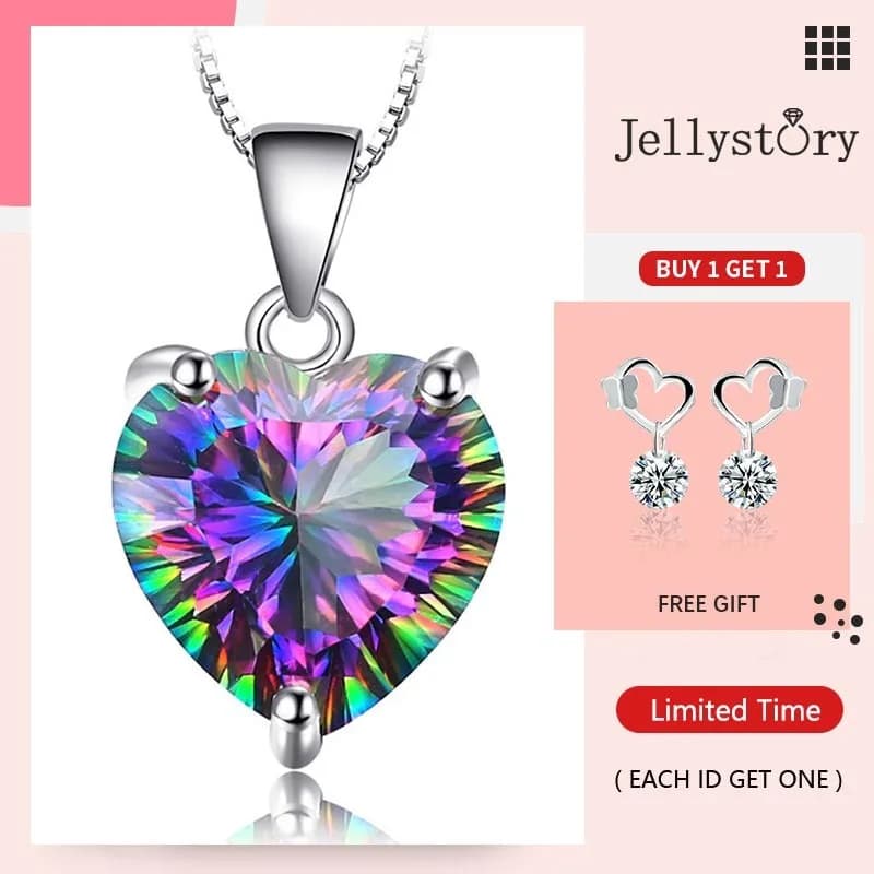 Jellystory collana in argento Sterling 925 di moda con ciondolo in pietra preziosa di topazio a forma di cuore per gioielli da donna per feste di nozze