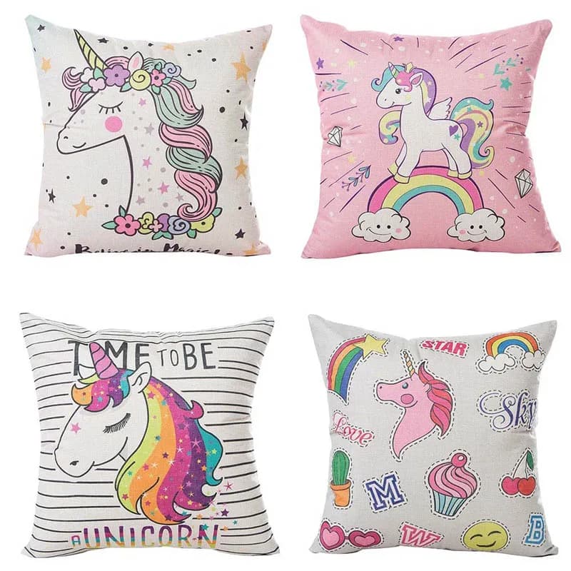 45*45cm Unicorn Pillow Case Cushion Cover Sofa Chair PillowCase Home Decoration Baby Shower Wedding Birthday Party Supplies