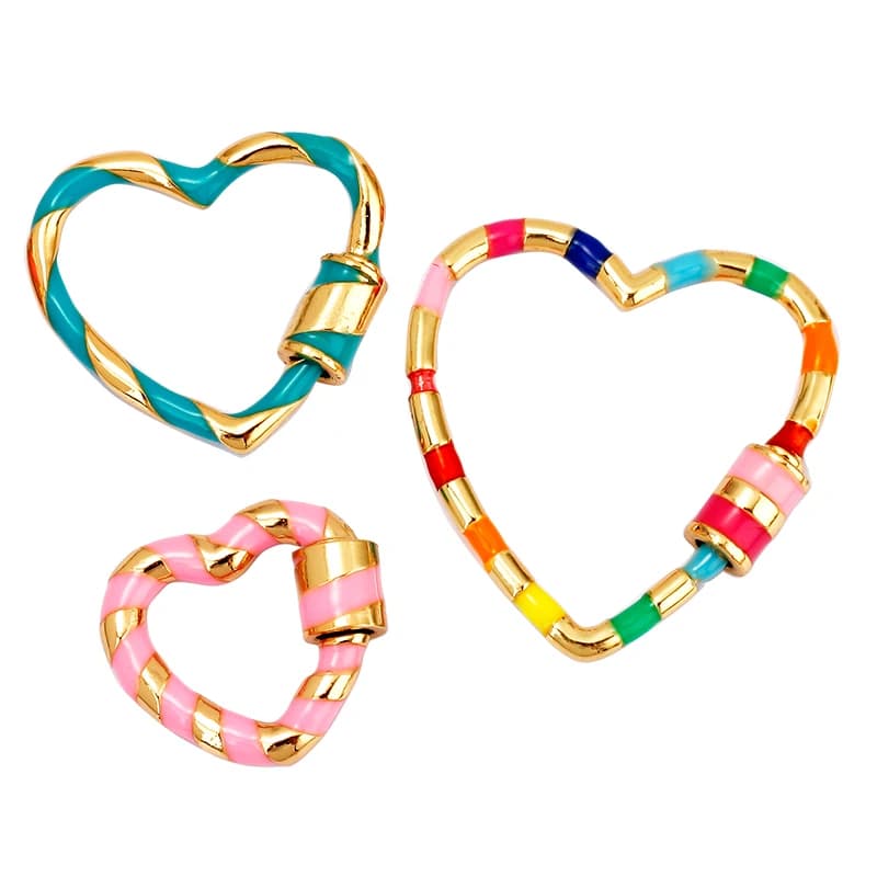 Cuore amore primavera smalto colorato vite su chiusura moschettone, per catena e cavo in metallo, risultati per componenti fai da te Q08