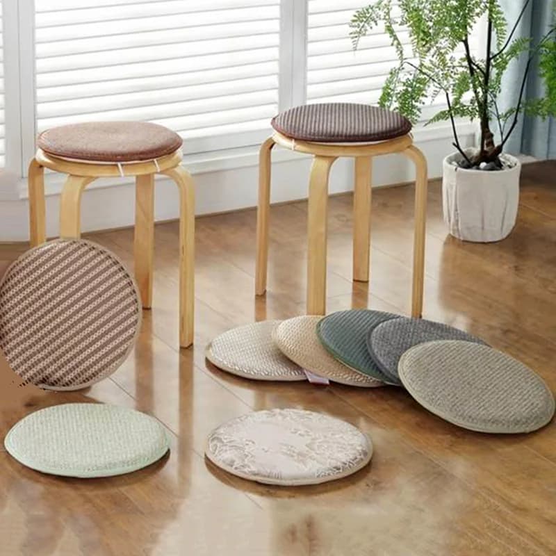 Sgabello Cuscino rotondo Stampa antiscivolo Imbottito Sedia da pranzo per esterni Tappetino in rattan Spugna Decorazioni per la casa Cuscini semplici per pavimenti in seta di ghiaccio 1P