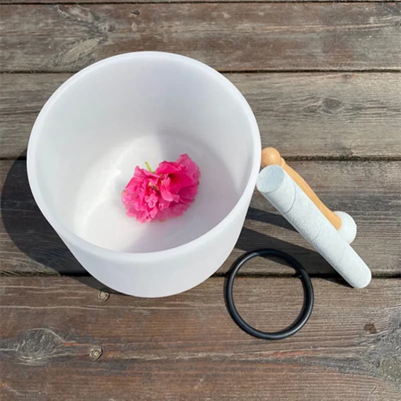 Frosted Quartz Crystal Singing Bowl, Chakra,Note B,A,C 6 ", Meditation