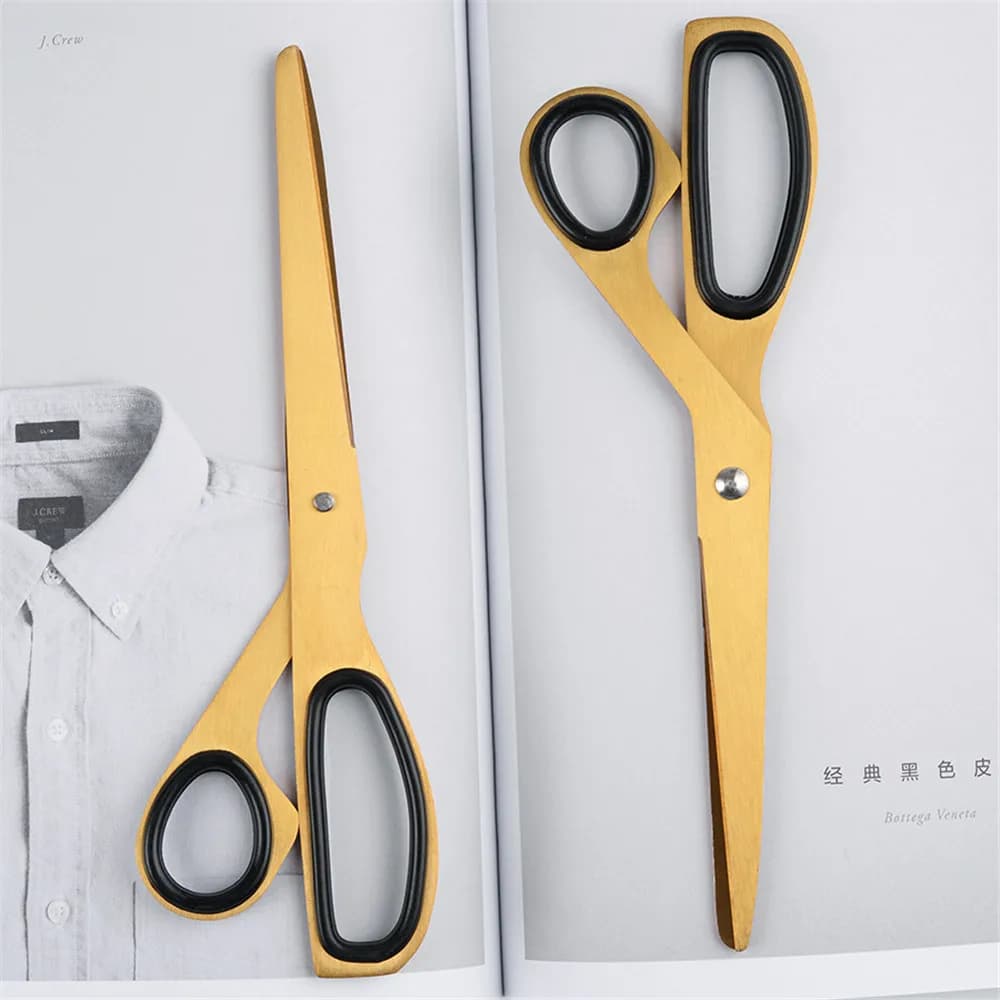 1PC forbici dorate utensili da taglio per la casa forbici da taglio a nastro per ufficio asimmetria tessuto taglierina per sartoria taglio su misura
