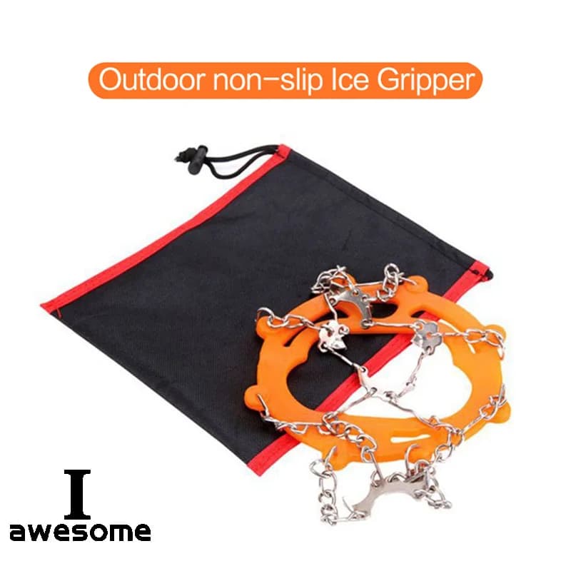 8 denti acciaio al Manganese Ice Gripper Spike per scarpa antiscivolo escursionismo arrampicata Snow Spikes ramponi tacchetti catena artigli Grips stivali