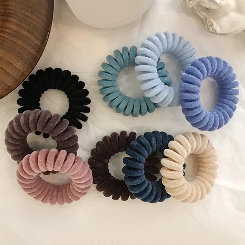 Maglia elastica Filo del Telefono Fasce Dei Capelli Della Ragazza Donna Accessori Per Capelli Elastico Copricapi Corda Dei Capelli di Forma A Spirale Legami Dei Capelli