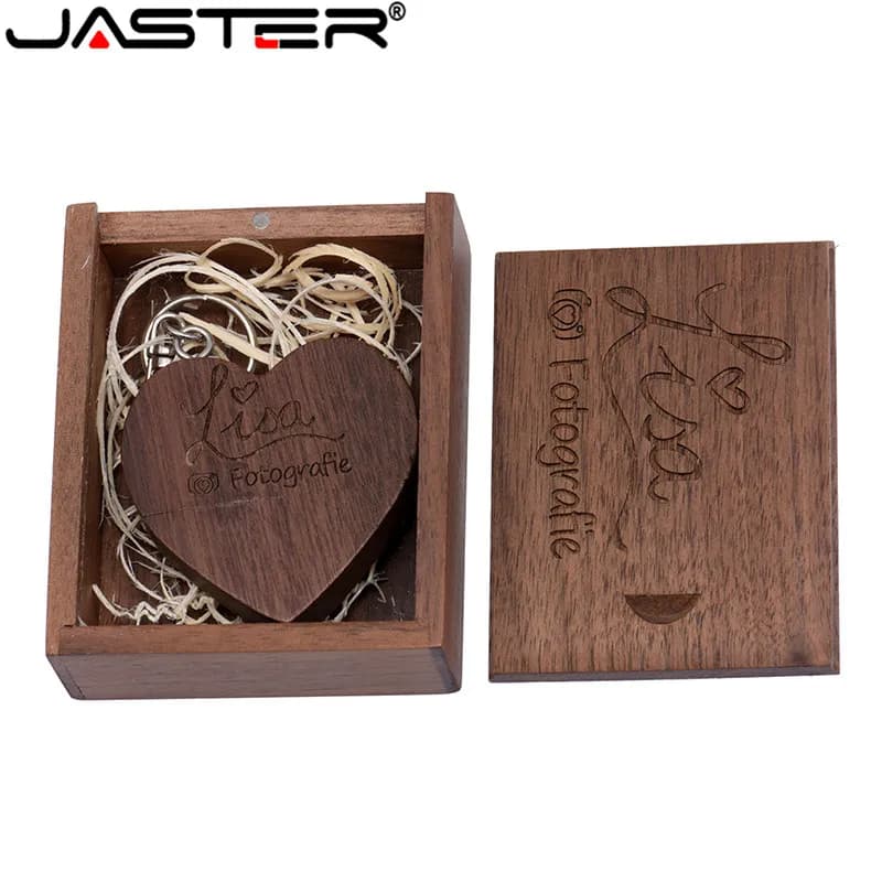 JASTER USB 2.0 cuore in legno Chiavetta USB Pendrive 64 GB 32 GB 16 GB 4 GB U Disco Memory Stick fotografia regali 1 PZ logo personalizzato gratuito