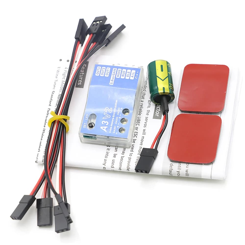 Controller di Volo A3 V2 a 3 Assi con Giroscopio 5-7.4V Auto-Stabilizzante per Aeromodelli RC, Elicotteri e Droni