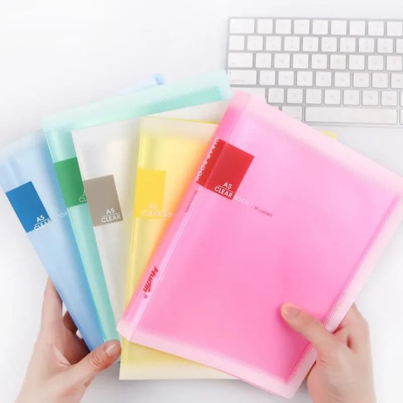 20/30/40/60 Pages Color Frosted A5 Folder Booklet Transparent Insert Bag Office Ticket File Folders Document Organizer