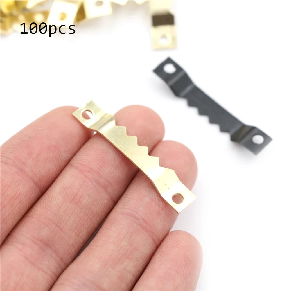 100 pz/lotto BGolden Silver Black Saw tooth Picture Frame Hanger Hanging Photo Wall Oil Painting Mirror Saw Tooth Hooks