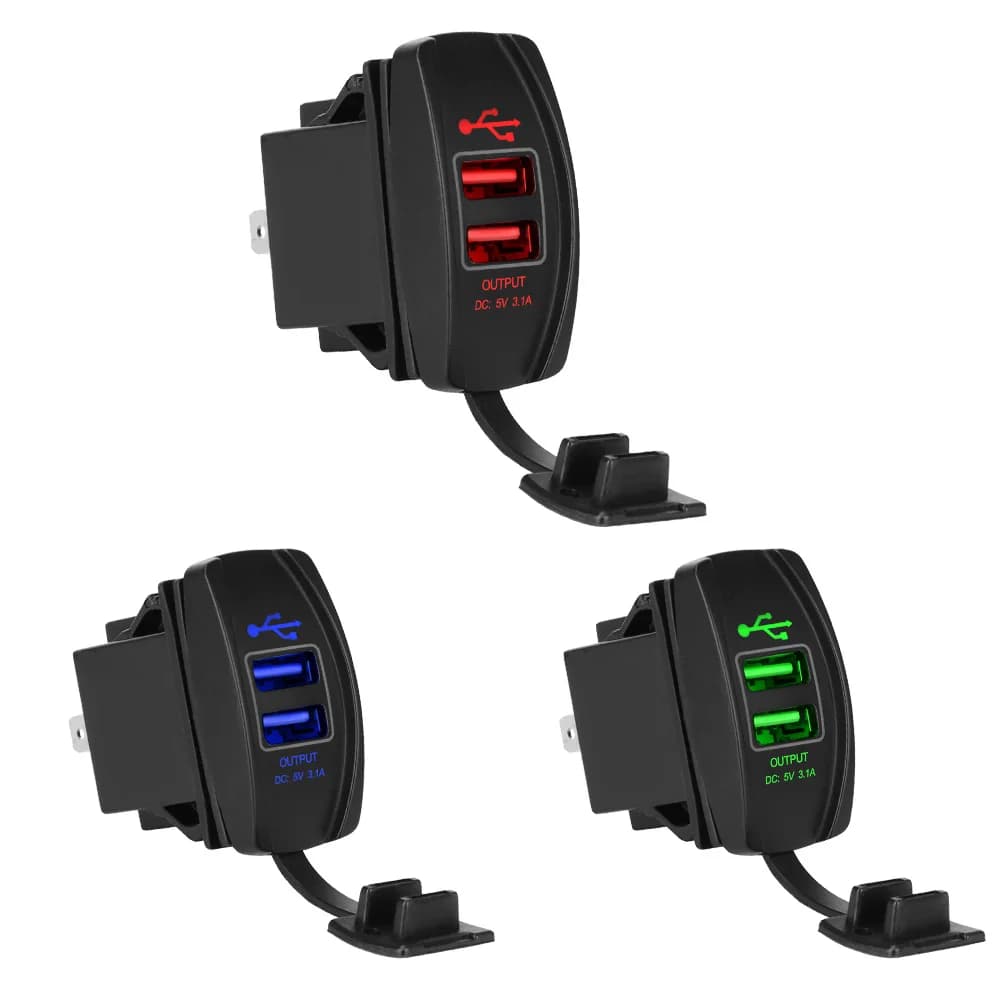 Caricabatteria da Auto 5V 3.1A LED Dual USB Ports adattatore automatico caricatore universale antipolvere per telefono per Auto RV Camper caravan