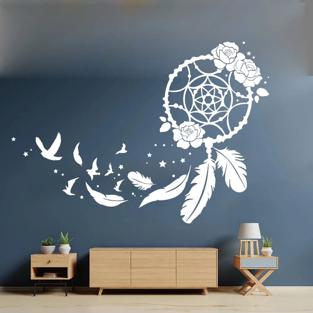 Large Boho Dream Catcher Rose Fly Bird Wall Decal Baby Nursery Scanvinia Dreamcatcher Inspirational Quote Wall Sticker