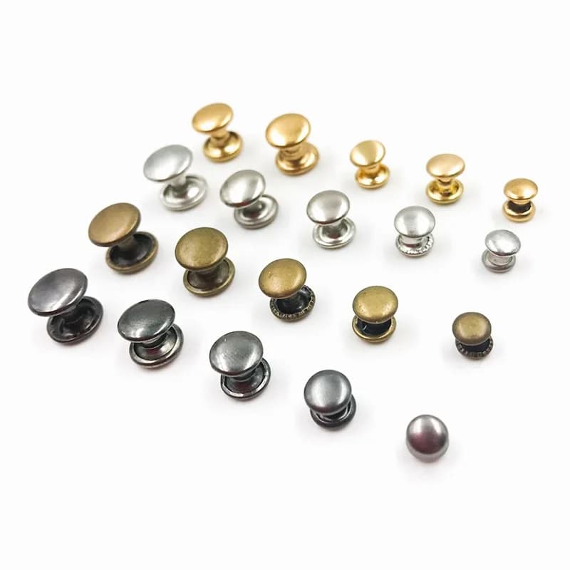 200 Sets 5/6/8/9mm Round Double Rivet Stud Collision Nail Spike Bag Belt Garment Bracelet Metal For DIY Leathercraft Shoes