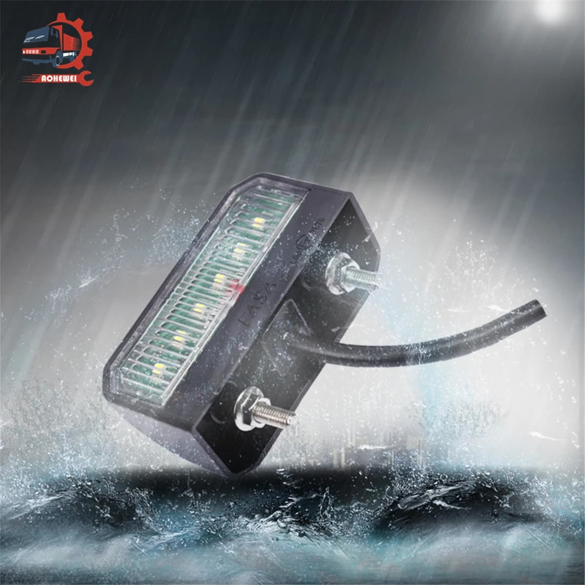 AOHEWEI 2x waterproof 6 led lights plate trailer tail number lights back 12-24V for truck boat trailer truck