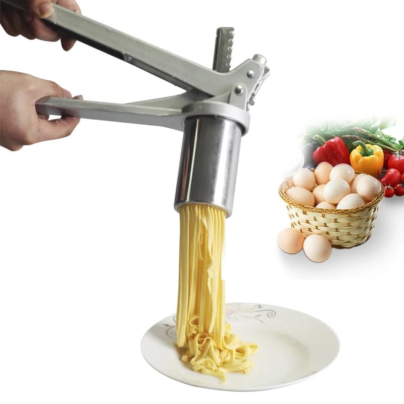 Macchina per pasta manuale in acciaio inossidabile Pressa per pasta Taglierina a manovella Frutta Spremiagrumi Pentole con 8 stampi per noodle pressati