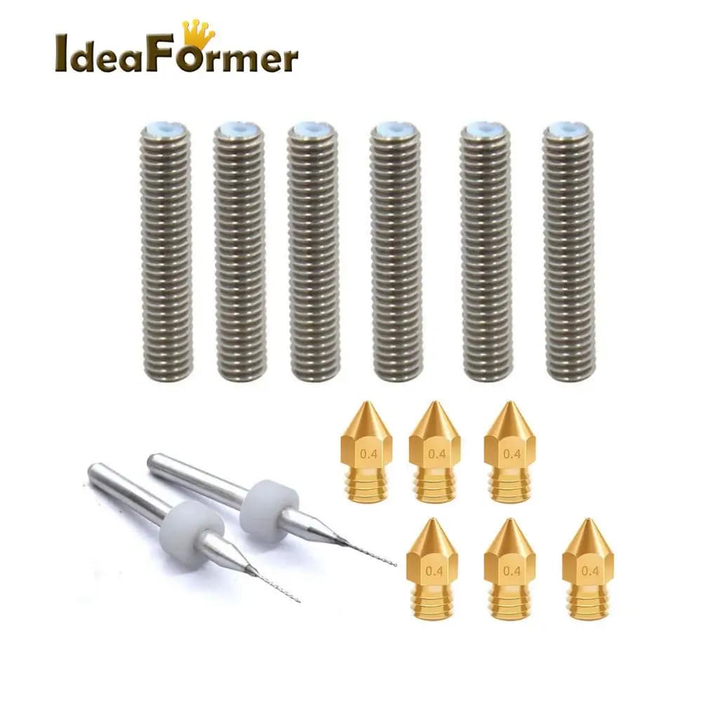6Pcs MK8 Ugello 0.4 millimetri + 6Pcs M6 * 30 Gola Costruito in Teflon + 2Pcs Ugello cleaner Kit Per Anet A8 MK8 Makerbot Reprap 3D Parti Della Stampante