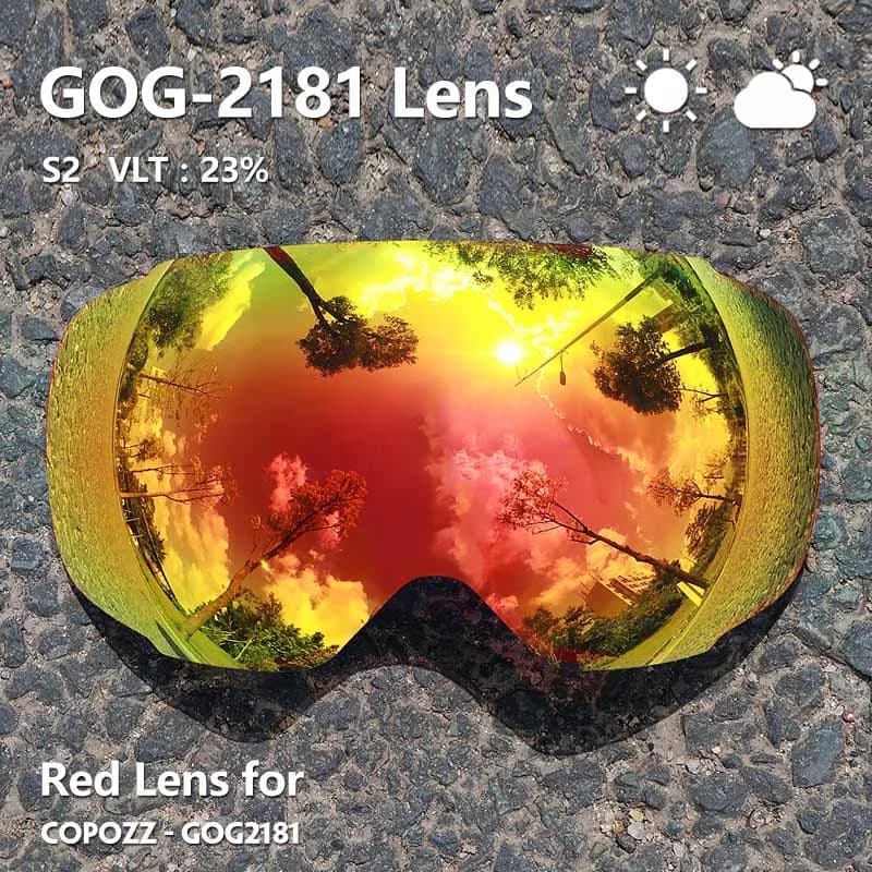 COPOZZ 2181 Lenti di ricambio magnetiche per occhiali da sci Anti-appannamento UV400 Occhiali da sci sferici Occhiali da snowboard (solo lente)