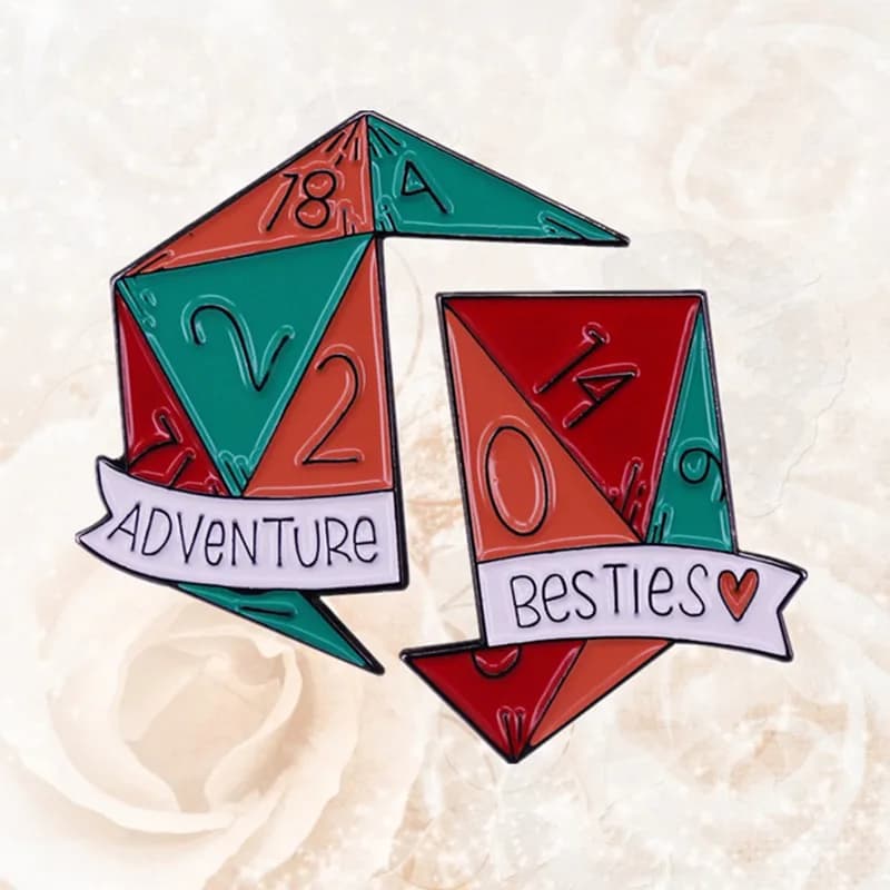 D&D DnD RPG D20 Dungeons amicizia spilla smaltata gioco da tavolo Articolo perfetto per spilla regalo da tavolo besties nerds