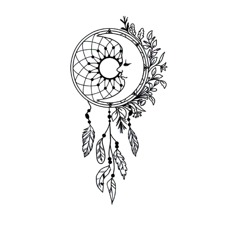 Luna Dreamcatcher Waterproof Temporary Tattoo Stickers Tatouage Fake Tatoo Sticker Body Art Flash Tattoo Henna Tatoo Men