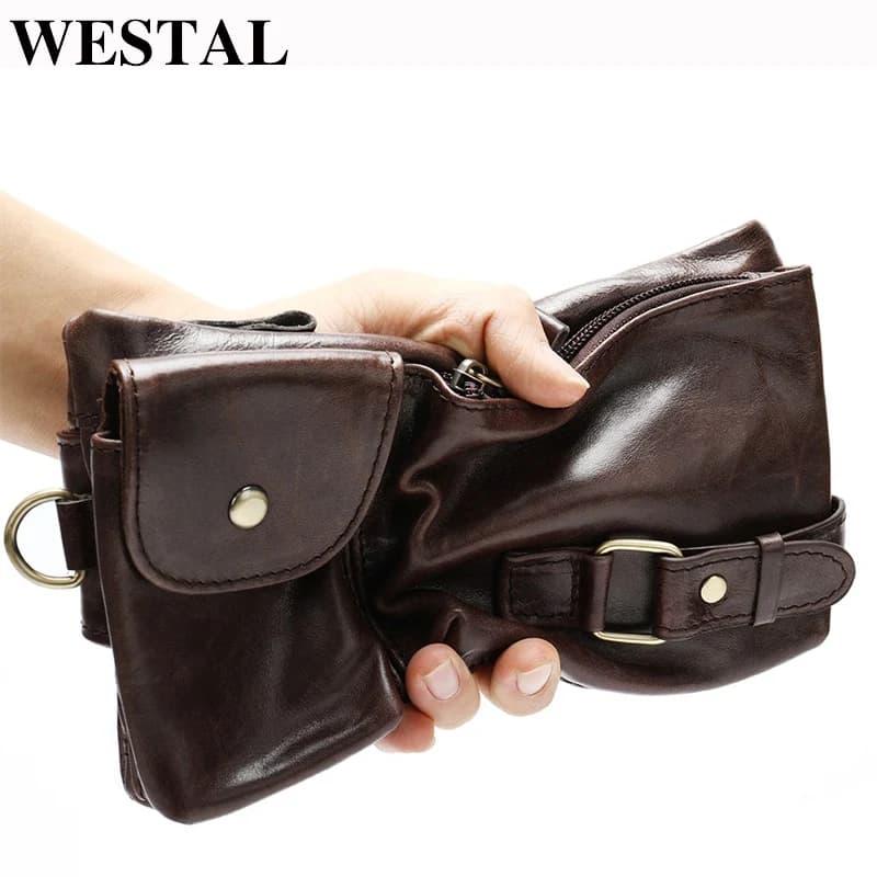 WESTAL marsupio da uomo marsupio da uomo marsupio da uomo in vera pelle marsupio da uomo in pelle borsa a tracolla da uomo 9080