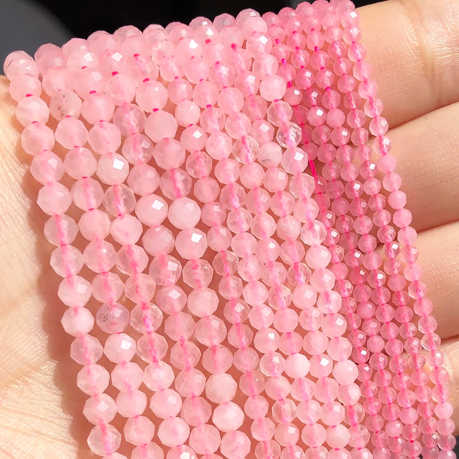 2 3 4mm gemma naturale sfaccettata quarzo rosa branelli allentati del distanziatore della vita per la fabbricazione di gioielli orecchini braccialetto fai da te accessori 15''