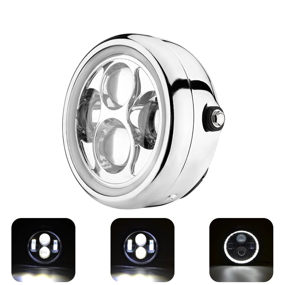 6.5 "LED Faro Del Motociclo Faro In Alluminio Testa Luce Phare led moto per Harley Sportster Cafe Racer Choppers Bobber Honda