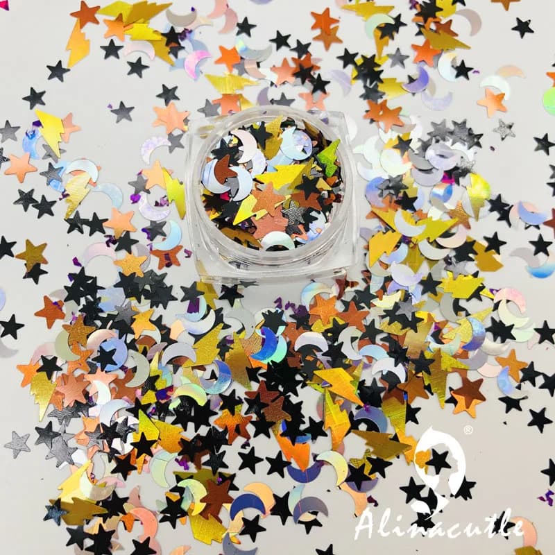 Halloween Di Natale Luna Star Paillettes Forniture FAI DA TE Nails Art Polimero Trasparente Accessori Paillettes FAI DA TE scrapbook scuote