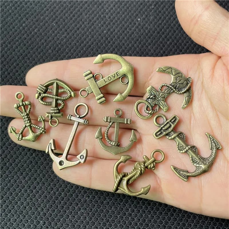 JunKang 10PCS pendenti con amuleto per barche di ancoraggio orecchini fatti a mano fai-da-te collana con bracciale accessori per gioielli connettore all'ingrosso