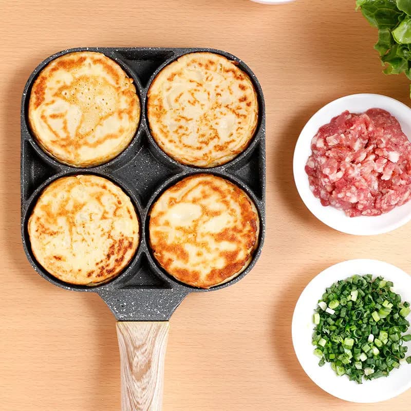 Four-hole frying pan thickened fried pan non-stick pan for egg pancakes Steak pan Egg cooking ham pans Breakfast pots