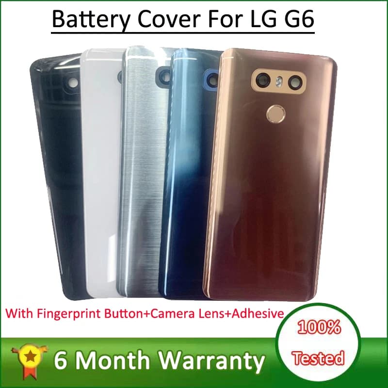 Coperchio della batteria alloggiamento della porta posteriore per LG G6 LS993 US997 VS998 custodia posteriore con pulsante dell'impronta digitale + obiettivo della fotocamera + nastro adesivo
