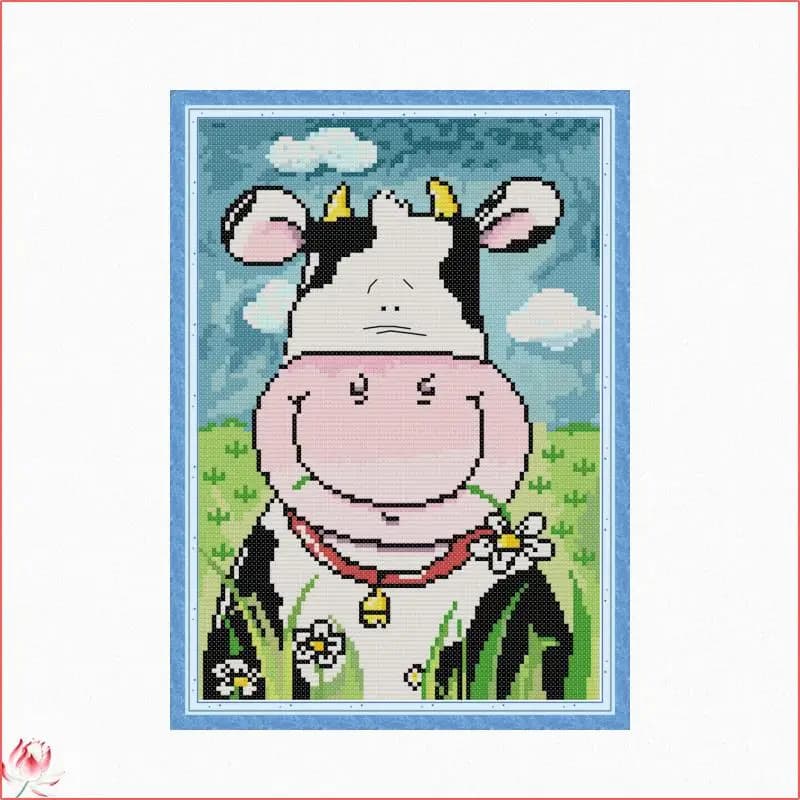 Kit punto croce modello mucca bocca grande Set ricamo cartone animato fai da te 14CT 11CT Kit cucito cucito Decorazione domestica Regalo fatto a mano