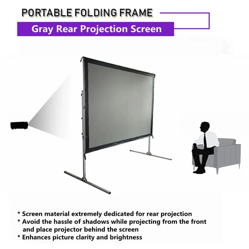 OMSHRGG 16:9 Schermo per proiettore pieghevole veloce portatile per interni ed esterni con supporto 8K 4K Ultra HD 3D Schermo per proiezione posteriore pieghevole