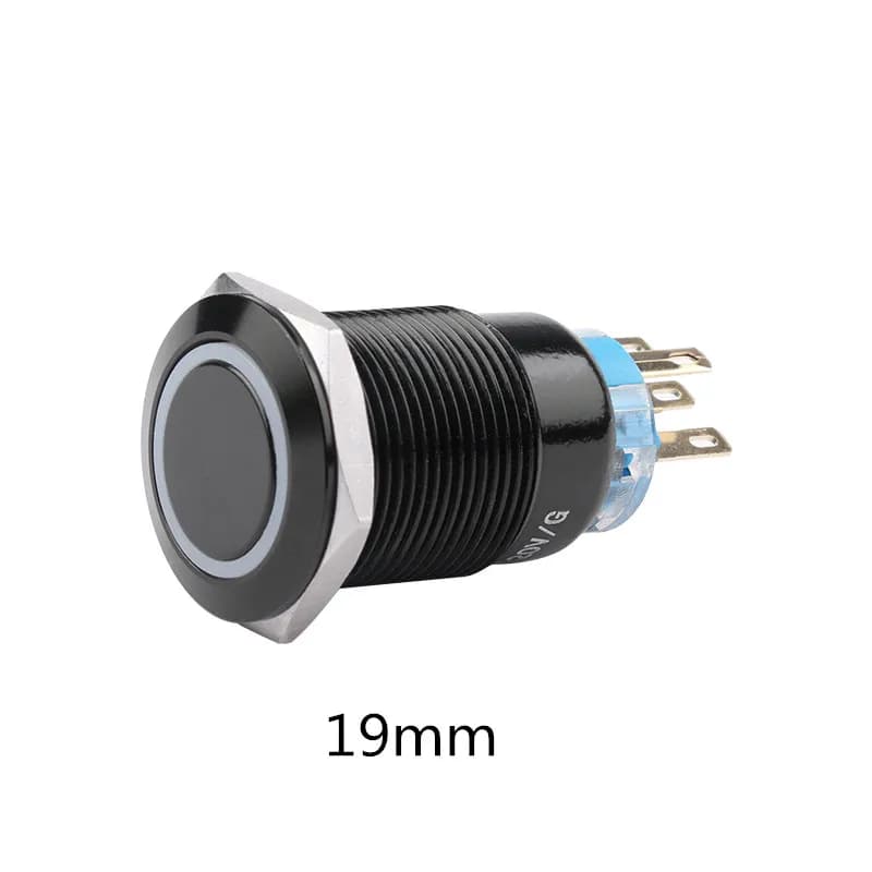 19mm LED allumina anello nero pulsante luce senza fissaggio interruttore a pulsante momentaneo impermeabile blocco