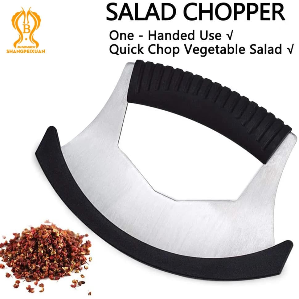 Chopper per insalata Coltello a bilanciere per disabili Uso con una sola mano Chopper per verdure Taglierina per pizza Rullo a bilanciere con coperchio