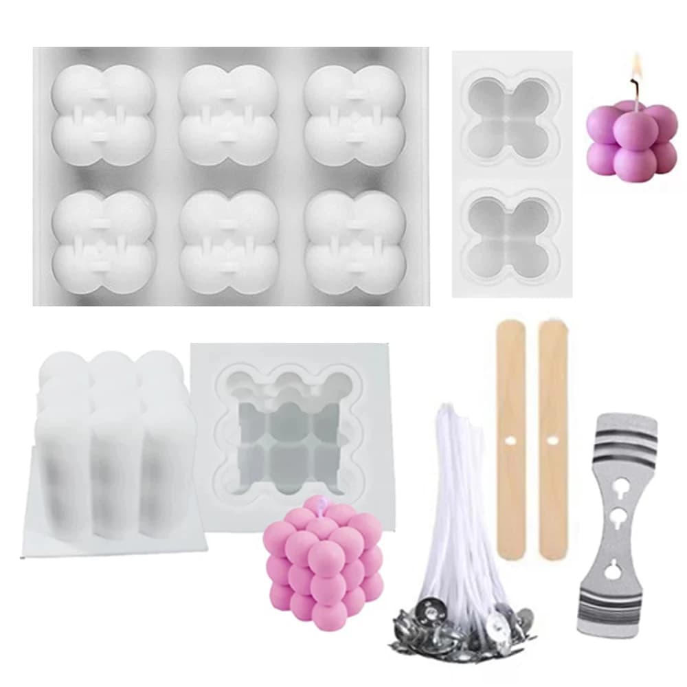6 Cavities Candles Mould Aromatherapy Plaster Candle Silicone Mold 3D Rubik's Cube Baking Mousse Cake Mold Square Dessert Tray