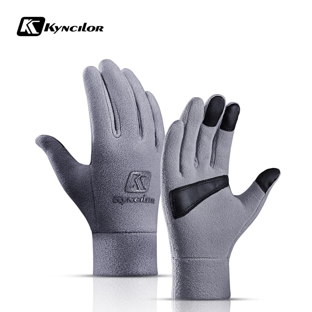 Kyncilor Guanti da ciclismo per sci invernale Guanti da moto termici in velluto traspirante con touch screen a dita intere antivento