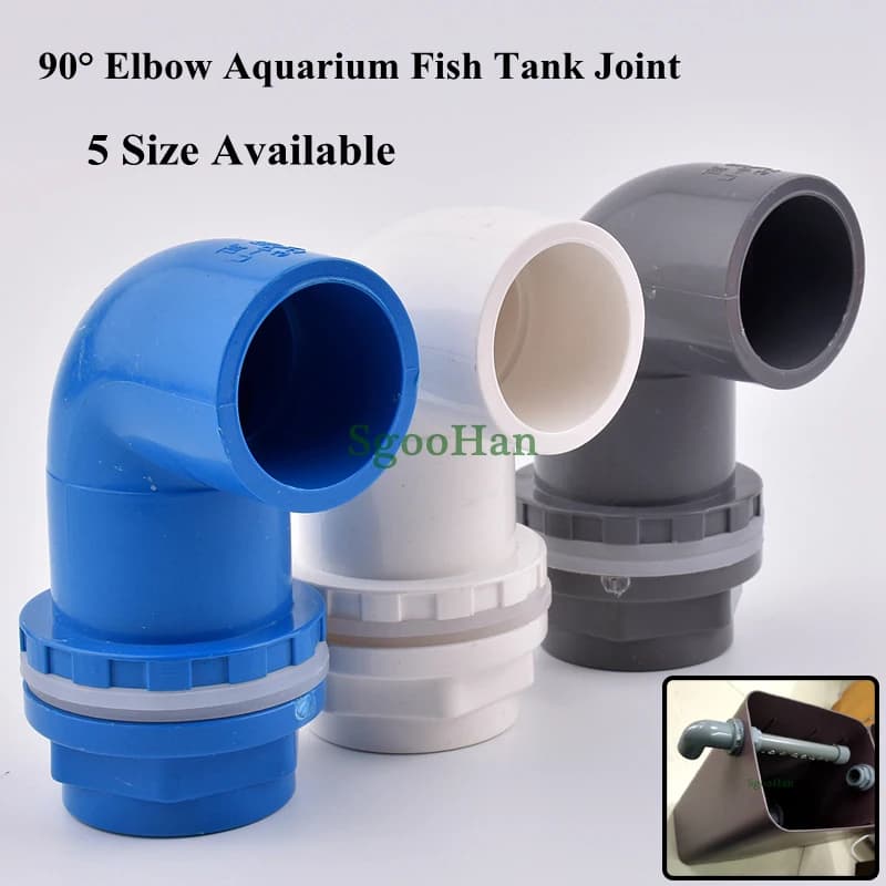 1 Pezzo, 5 Misure Disponibili, Connettori a Gomito in PVC per Tubi Acquario, Scarichi e Troppopieno, Giunto Filettato per Serbatoi d'Acqua, Fai da Te Domestico
