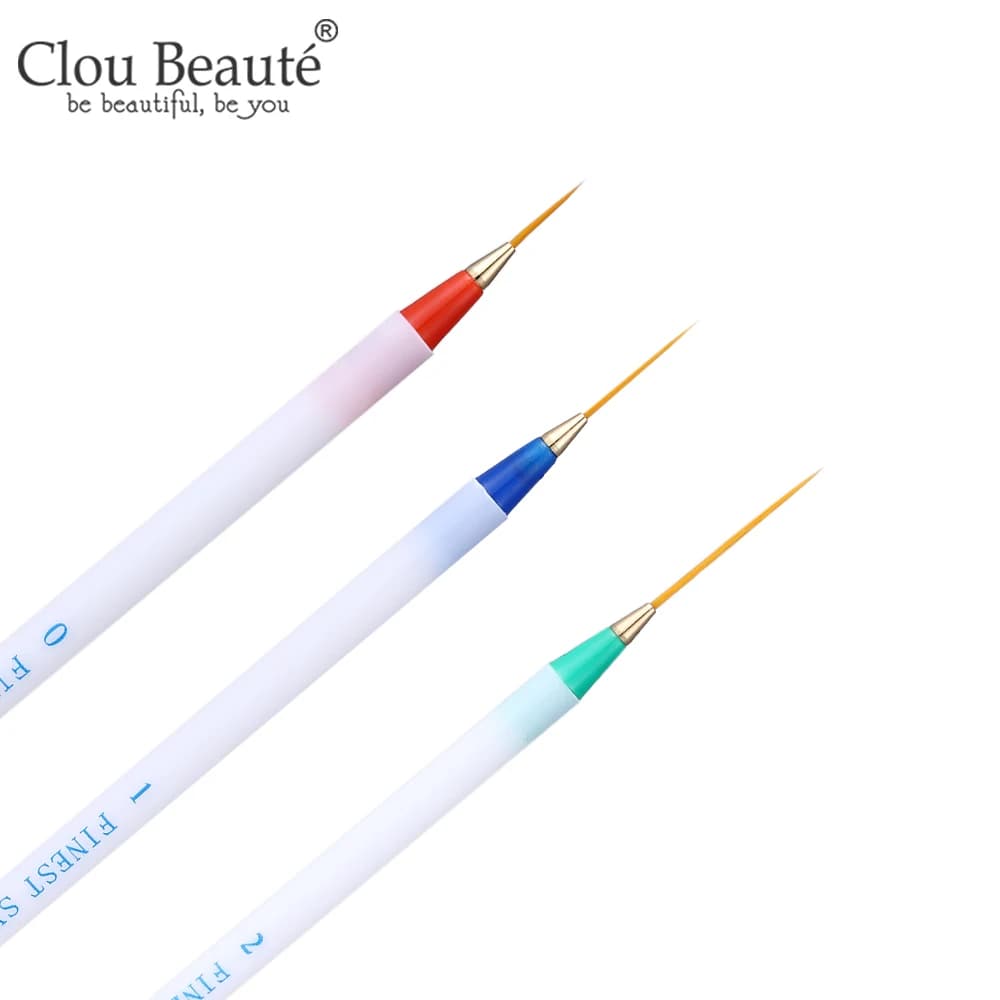 3 pz/set Unghie artistiche Linea Spazzole di Pittura di Rivestimento Sottile Disegno A Penna Francese di Strumenti per Manicure UV Del Gel Del Chiodo di DIY Fiori di Disegno Modelli