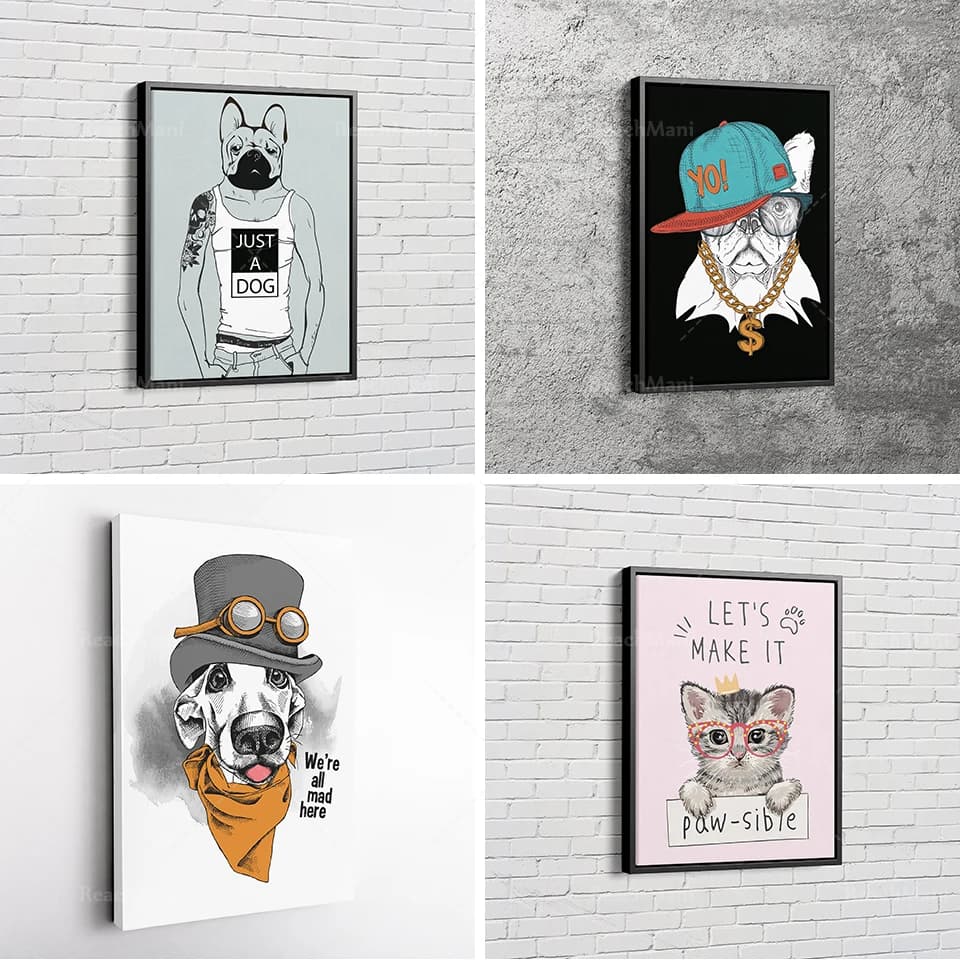 Cute animal canvas print home wall decoration