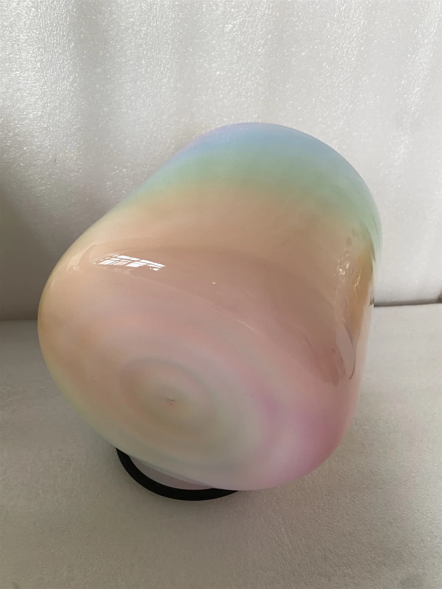 Crystal singing bowl straight wall flat bottom rainbow color 432hz 3rd octave B note Crown chakra music therapy about 6.8"