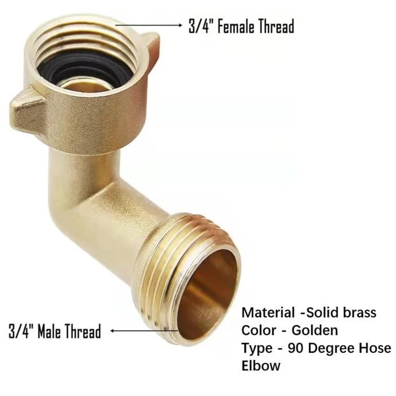 Adattatore per tubo flessibile a gomito in ottone da 3/4 "Raccordi per tubi per irrigazione da giardino in rame Collegare la riparazione del connettore rapido Giunto di accoppiamento