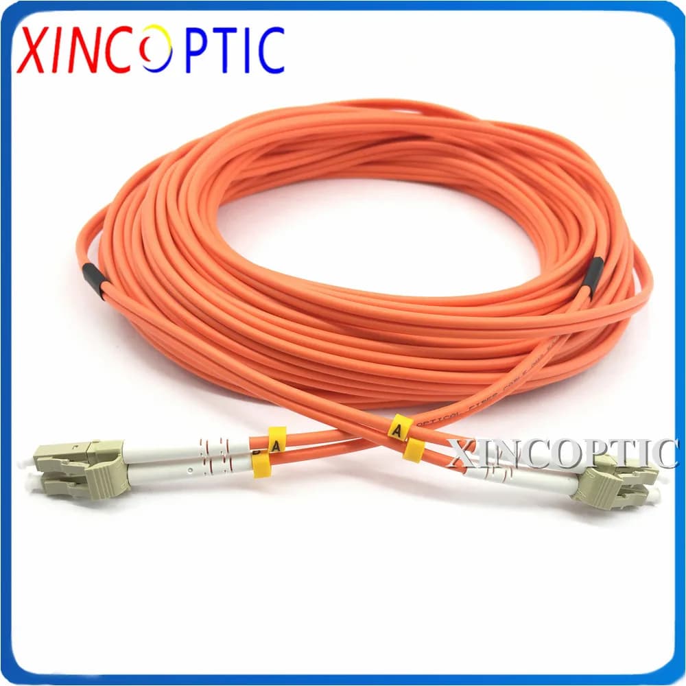 Rivestimento arancione del PVC del Duplex 50/125 MM di 10Pcs mm 3.0, 1/2/3/4/5/6/7/10M,LC/UPC-LCUPC LC-LC due cavi a fibra ottica del cavo di toppa