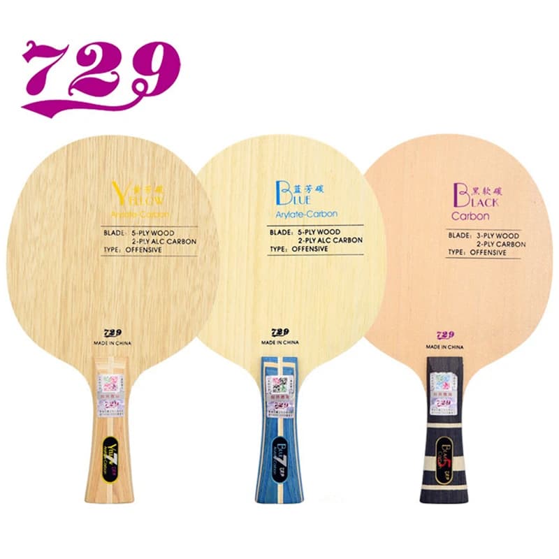 Amicizia 729 lama da ping-pong nero/giallo/blu Arylate Carbon racchetta offensiva ping pong bat paddle