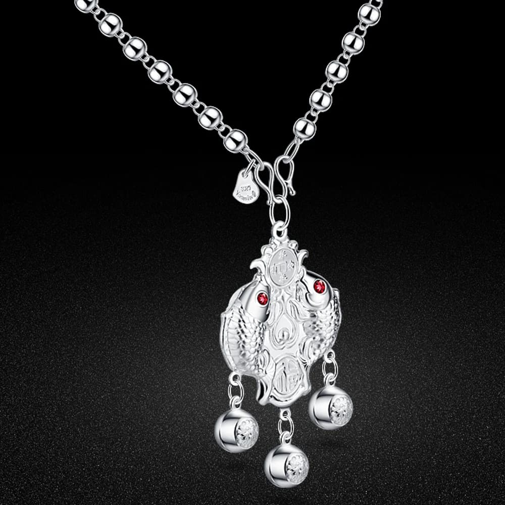 Squisita ricchezza etnica in argento Sterling 925 che fa collana con ciondolo a forma di pesce per le donne Charms catena di gioielli Vintage all'ingrosso