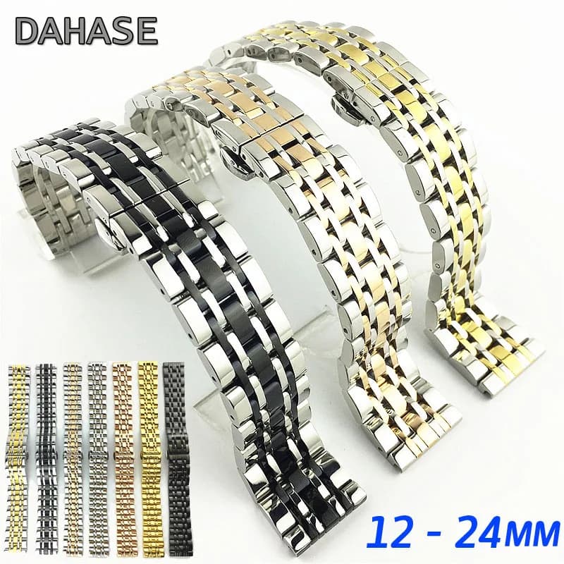 Cinturino per orologio da polso 26mm 12 14 15 16 17 18mm 19 20mm 21 22 23 24mm cinturino per orologio intelligente in acciaio inossidabile solido bracciale in metallo