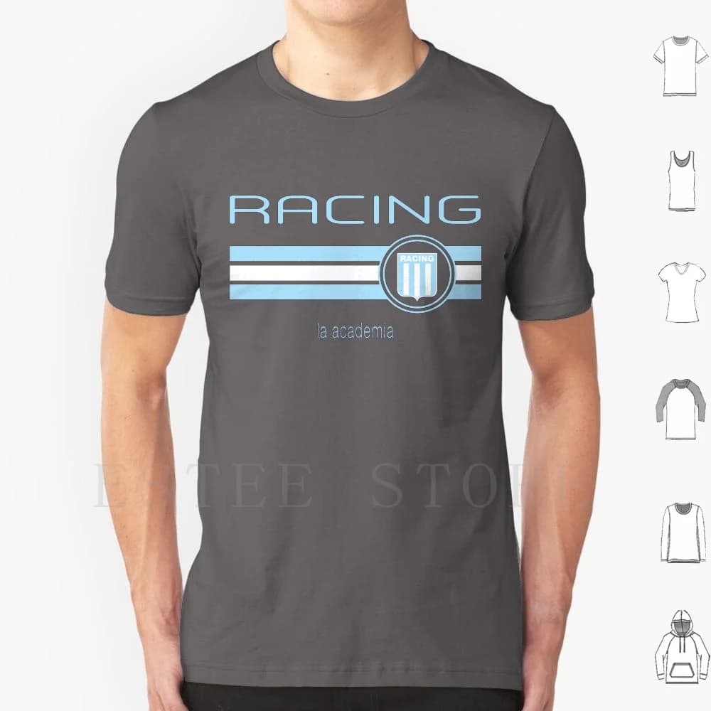 Superliga-Racing ( Home White ) T Shirt Cotton Men DIY Print Football Superliga Racing Club De Avellaneda La Academia Argentina